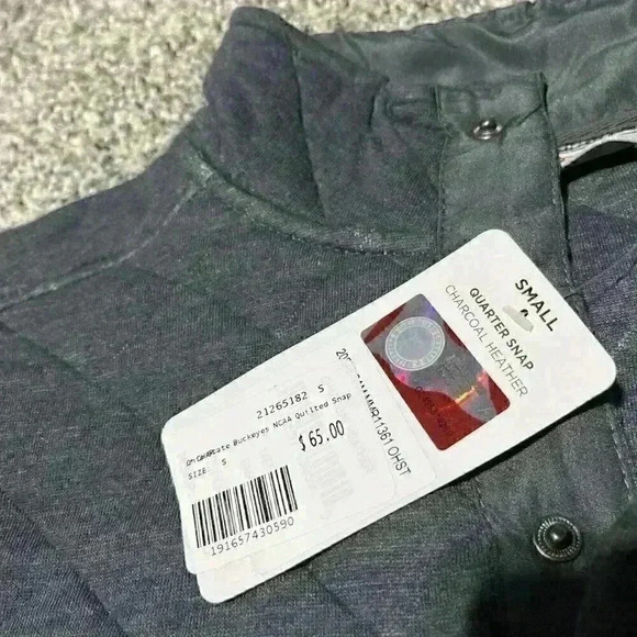 NWT Ohio State Buckeyes Sweater Quilted Pullover 1/4 Snap Gray Men’s Size Small - Picture 4 of 11